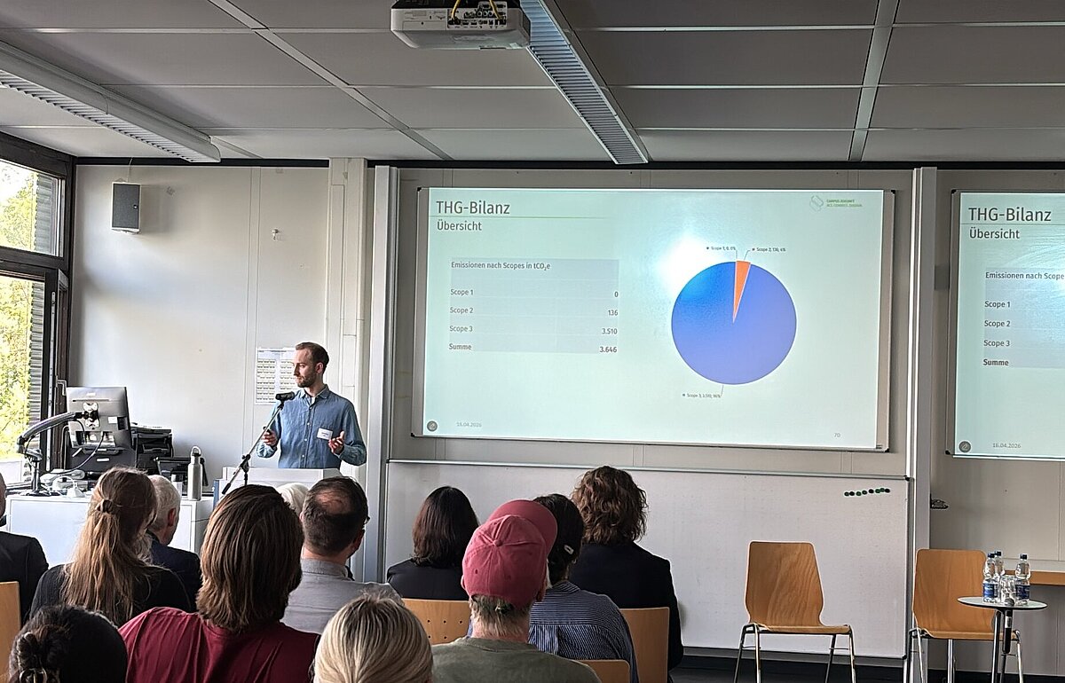 Klimamanager Teo Rösslein bei seinem Vortrag