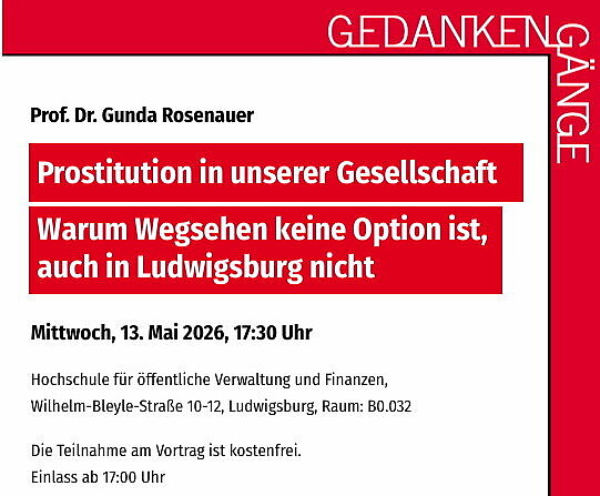 Das Bild enthält den Titel der Veranstaltung: Prostitution in unserer Gesellschaft - Warum Wegsehen keine Option ist, auch in Ludwigsburg nicht