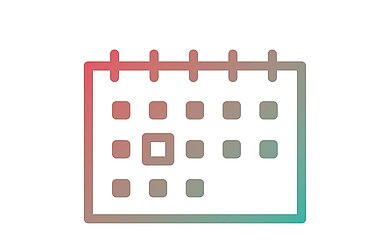 Icon eines Terminkalenders mit rot-blauem Farbverlauf