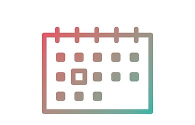 Icon eines Terminkalenders mit rot-blauem Farbverlauf