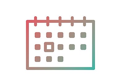Icon eines Terminkalenders mit rot-blauem Farbverlauf