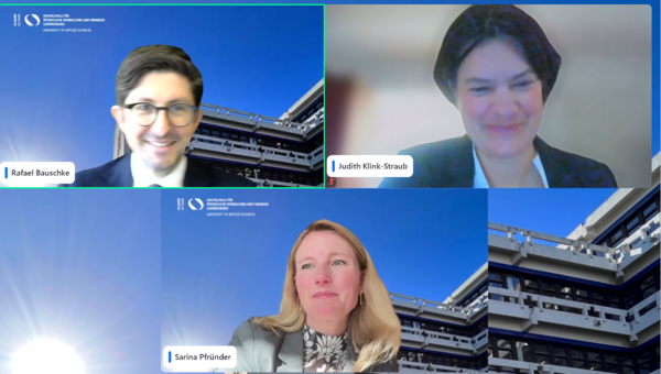 Videokonferenz mit Prof. Dr. Rafael Bauschke, Prof. Dr. Judith Klink-Straub und Sarina Pfründer zur Social-Media-Fachtagung für die Verwaltung.