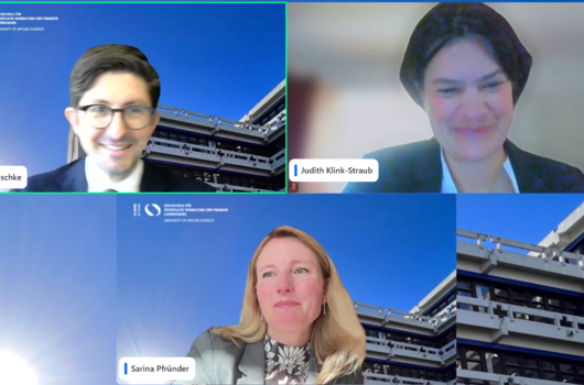 Videokonferenz mit Prof. Dr. Rafael Bauschke, Prof. Dr. Judith Klink-Straub und Sarina Pfründer zur Social-Media-Fachtagung für die Verwaltung.