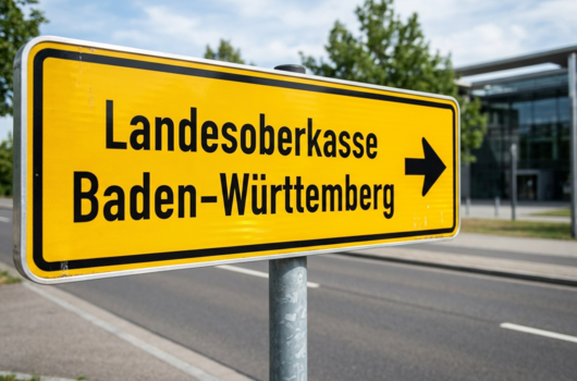 Straßenschild zur Landesoberkasse BW