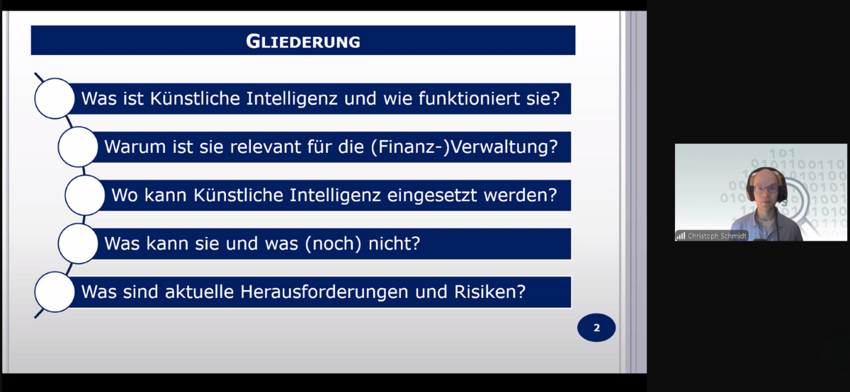Prof. Dr. Christoph Schmidt referiert über KI-Einsatz in der Steuerverwaltung