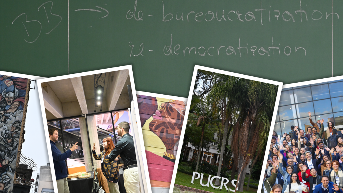 Collage zur Teilnahme von Prof. Dr. Alois Paulin auf der der International Conference on Digital Government Research (dg.o) in Brasilien